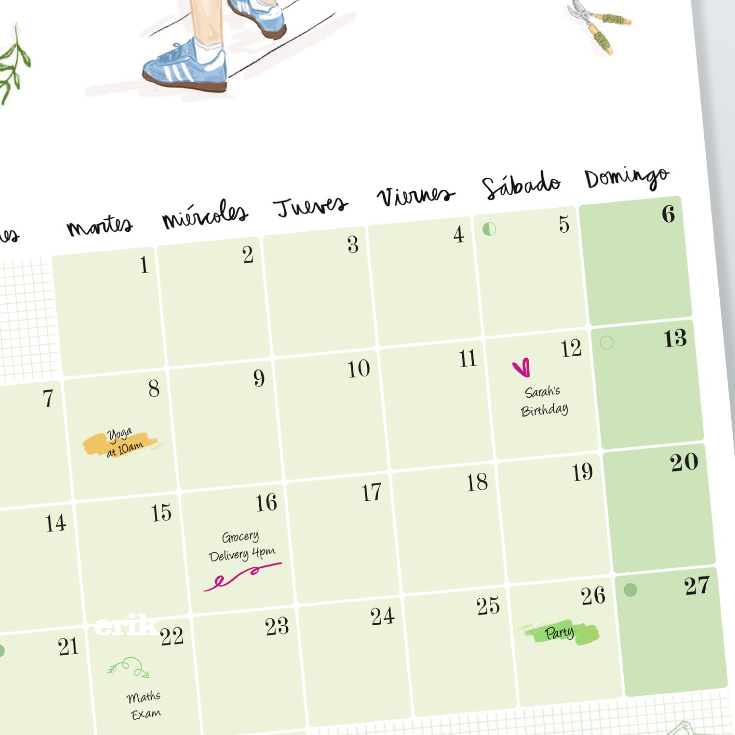 Calendrier Mural Mathou 2025 Calendrier Bureau 2025 Frida Kahlo - Mensuel Multilingue 30x60cm Décoration Bureau