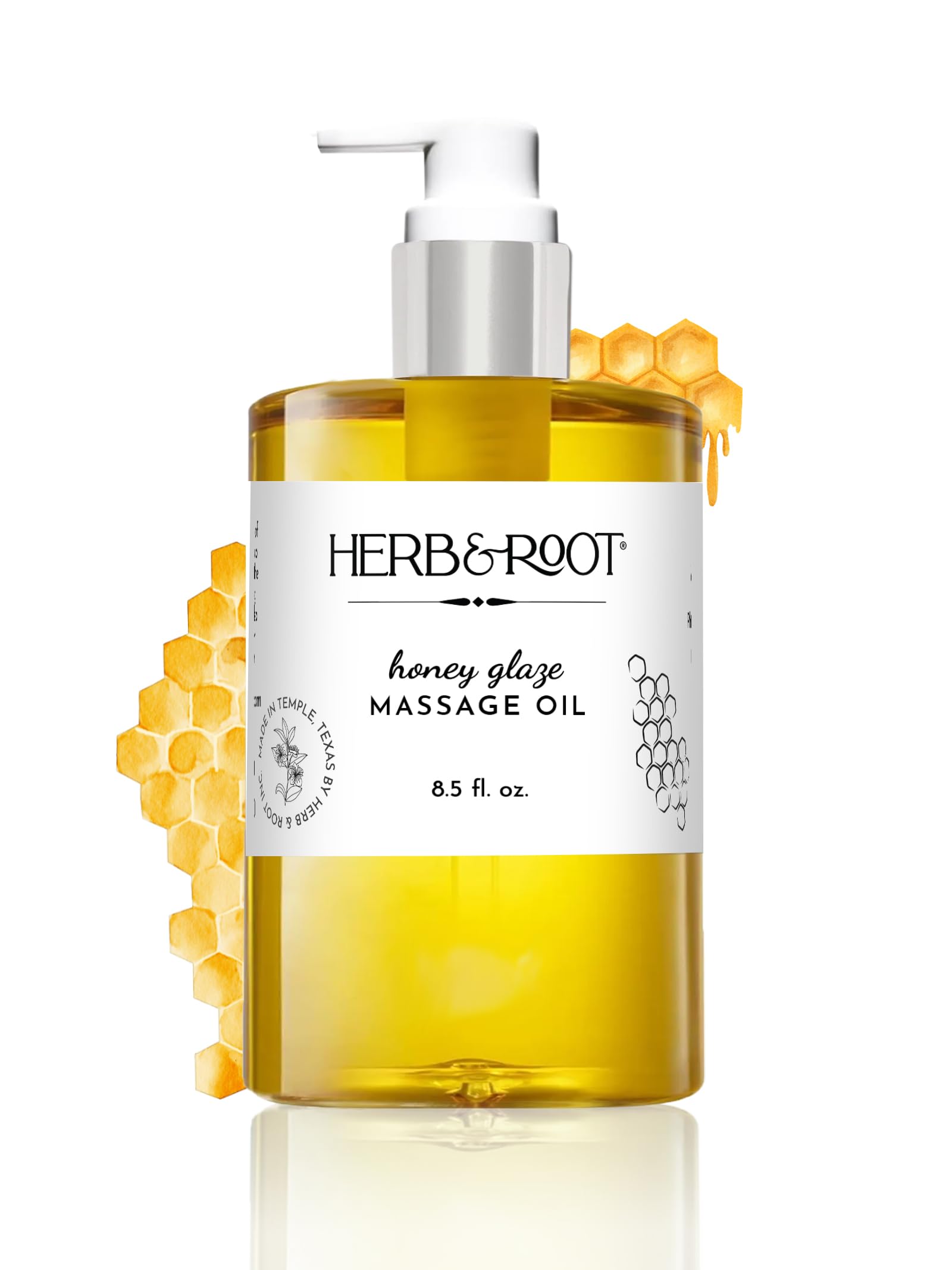Honey Glaze Massage Oil, 8.5 oz | Body Oil with Sweet Honeycomb & Natural Oils | Non-Sticky, Moisturizing, Doubles as Aromatherapy Body Oil