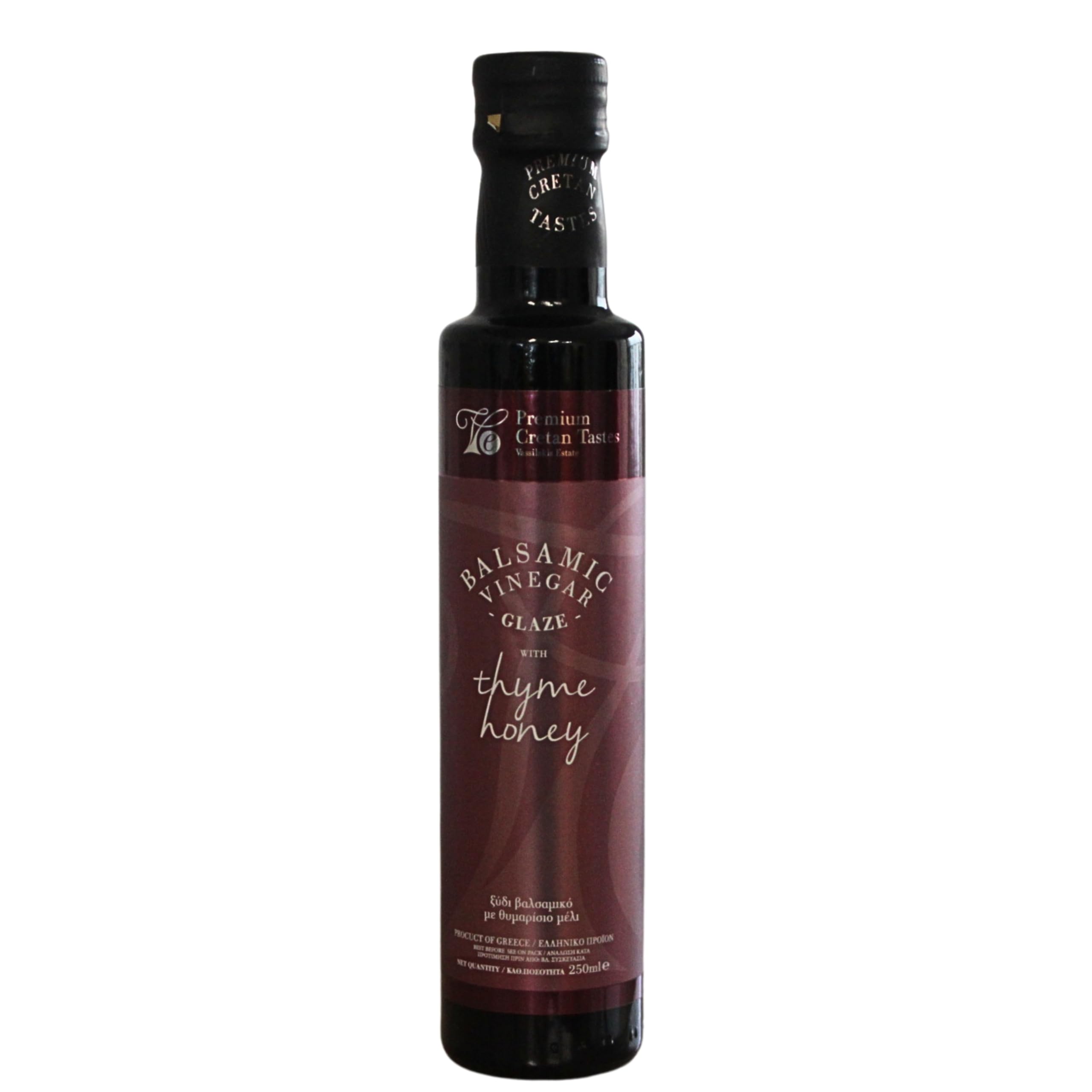 Vassilakis Estate – Vinagre Balsámico Griego con Miel de Tomillo – Botella de 250 ml