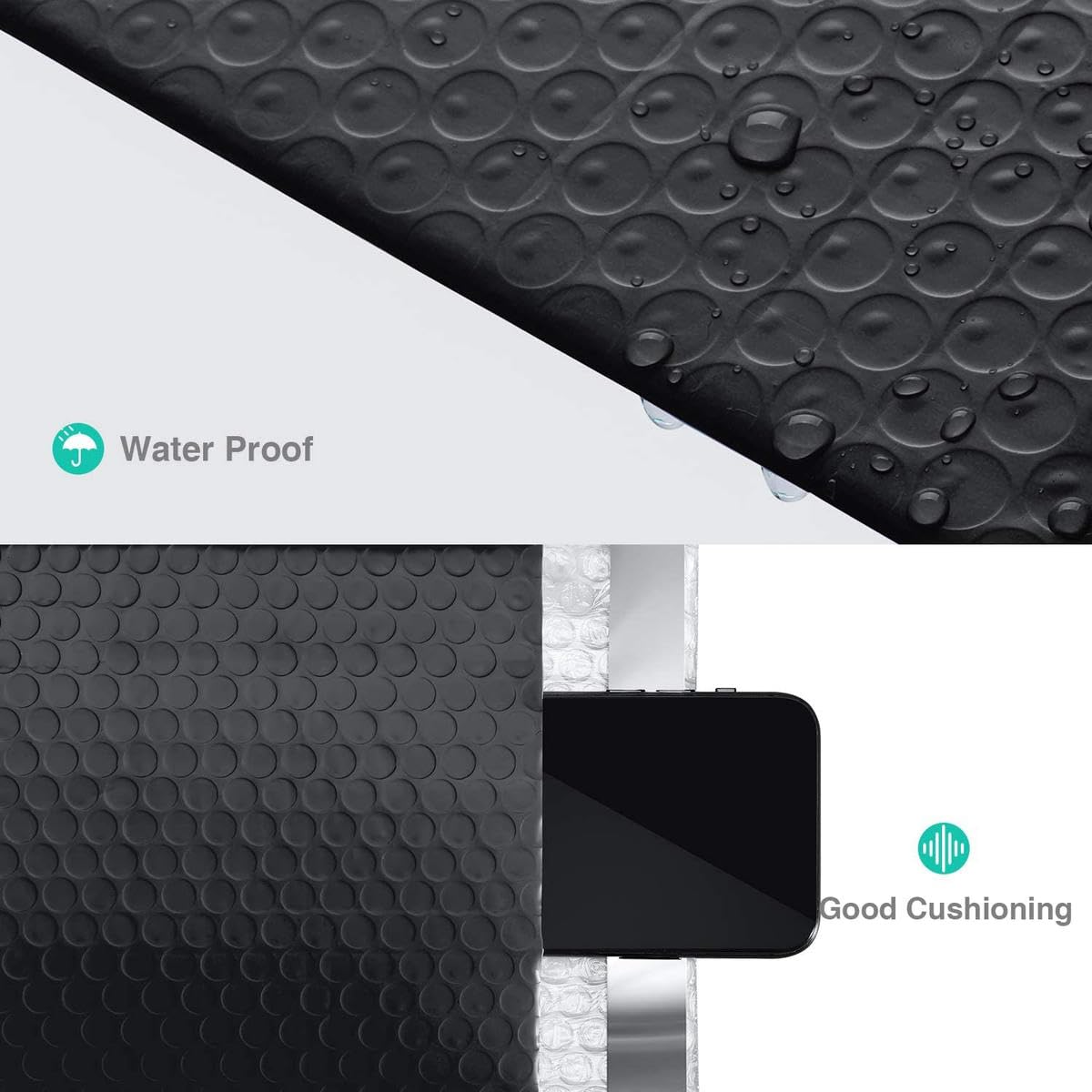 100 Confezioni Buste imbottite Sacchetti per imballaggio neri per regali aziendali Buste Confezione di gioielli Borsa con chiusura a zip Anti-estrusione Impermeabile-nero-18 * 23 cm