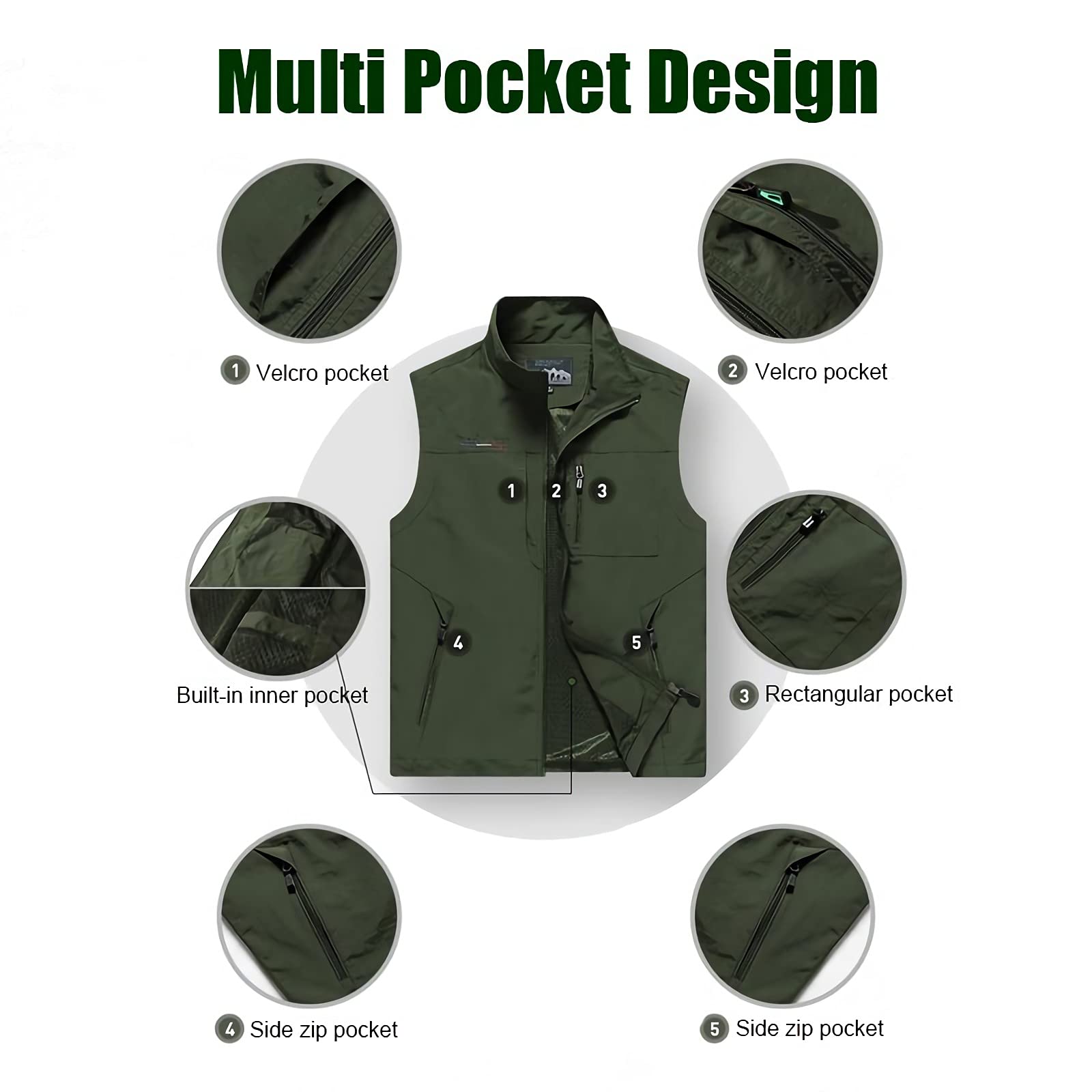 Chaleco para hombre al aire libre, informal, con múltiples bolsillos, transpirable, para fotografía, camping, caza, pesca, M-6XL