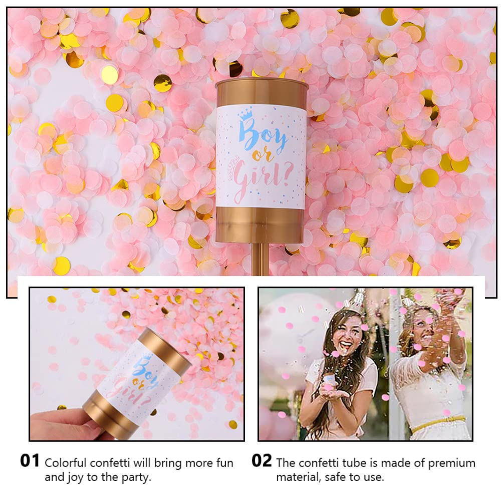 Toyvian 4PCS Pink Party Atmosphere Confetti Cannons, Boy or Girl Gender