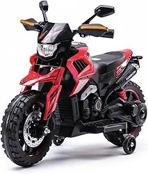 Moto Elétrica Infantil Motocross Vermelha com Som de Motor Musica e Luz Farol de Led