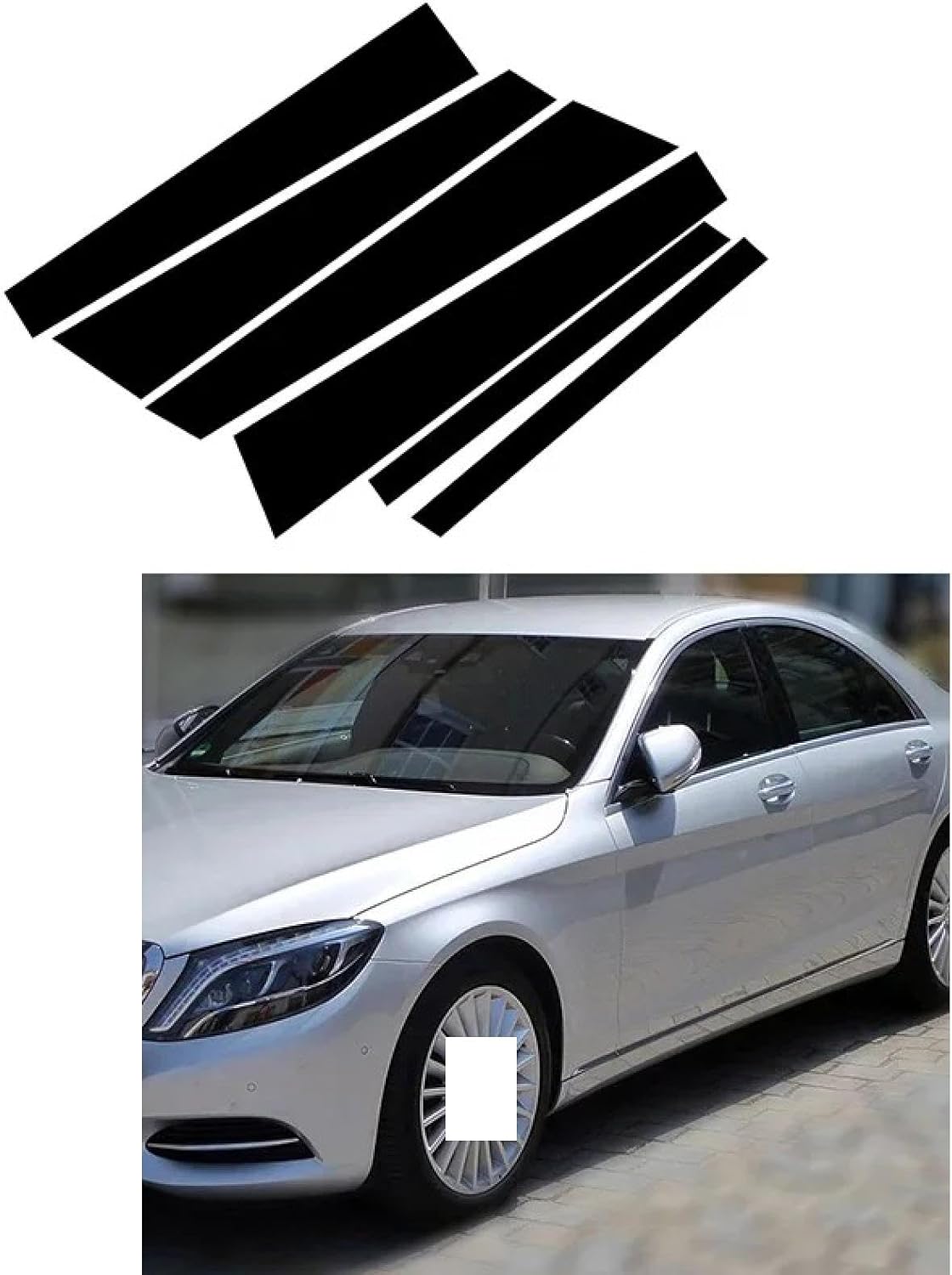 Window Pillar Post Trim for B/ENZ S Class W222 2020 6Pcs Glossy Black Car Pillar Posts Door Window Pillar Posts Sticker