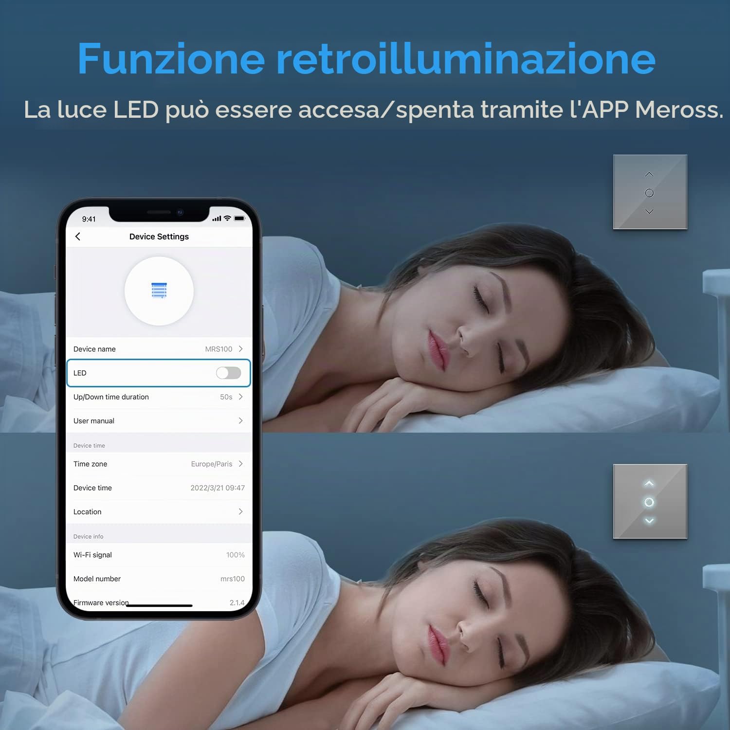 meross Interruttore WiFi per tapparelle WiFi, Switch Tattile Controllo APP, interruttore per tende da finestra compatibile con Alexa, Google Home e SmartThings, comando vocale e controllo remoto