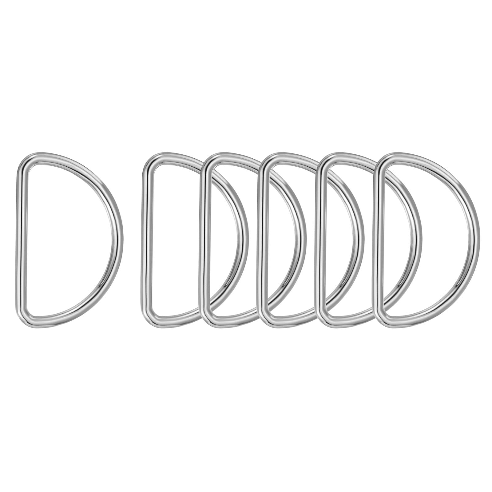 PATIKIL Metal D Ring, (1-1/2", Silver)(6 Pcs), Heavy Duty Welded Solid D Rings Metal D Buckle, Suit for Bags/Backpack/Wallets/Leather/Straps/Webbing/Pet Collars/Hardware Assorted