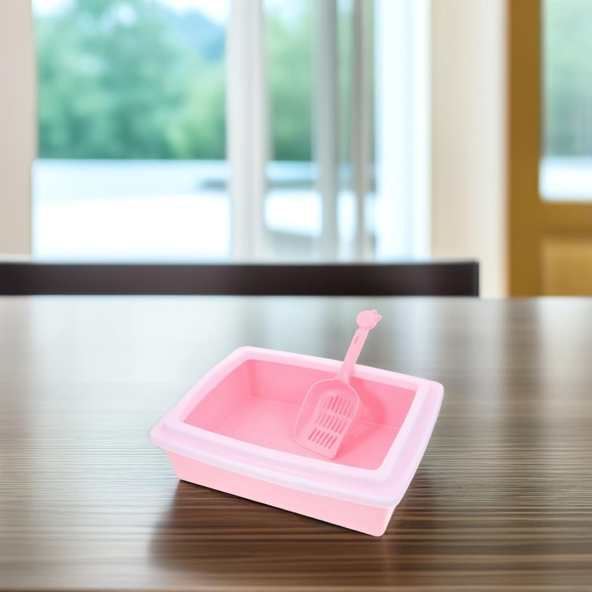 Low Entrance Cat Litter Box Semi-Enclosed Design for Easy Access Portable Nonstick Litter Tray for Kittens and Adult Cats Easy Cleaning