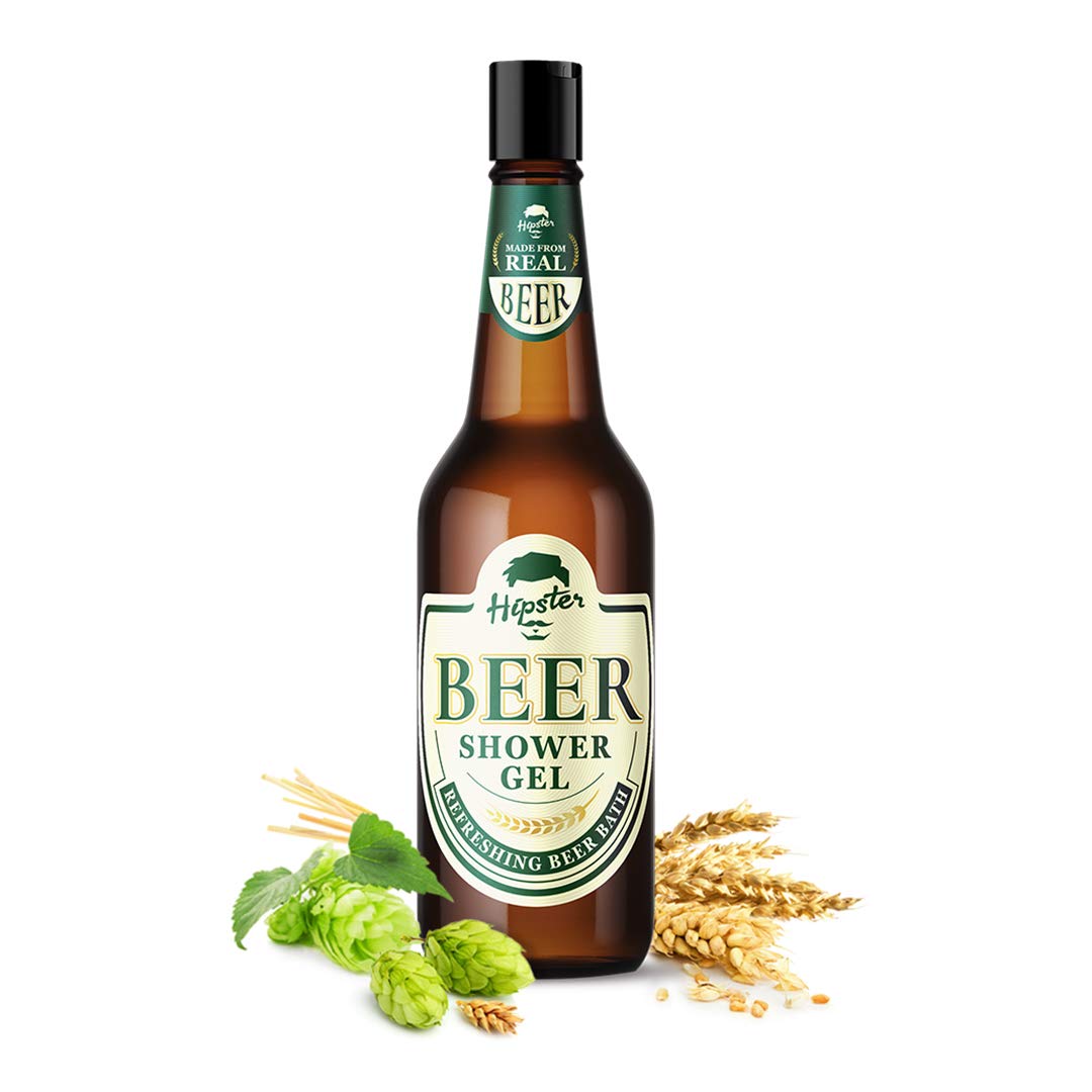 Hipster Beer Shower Gel For Men 250ml | Refreshing Beer Bath Body Wash For Men | No Alcohol & Paraben Free | Green Tea, Moringa, Papaya, Grape Seed Extracts | Made In India