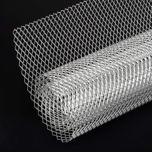 Image of AggAuto Universal 40 inchx13 inch Car Grill Mesh - Aluminum Alloy Automotive Grille Insert Bumper Rhombic Hole 8x16mm, One of the Most Multifunctional Shape Grids Silver