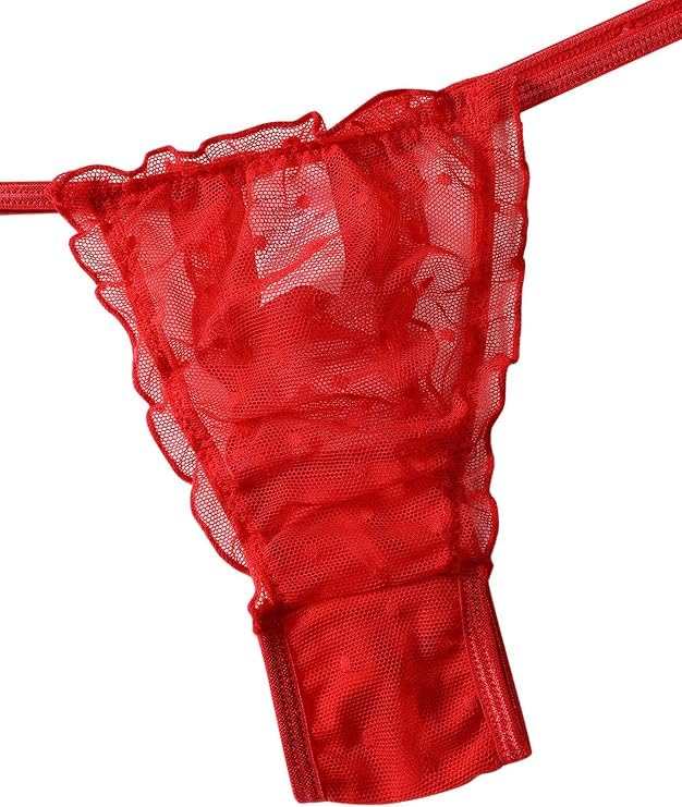 Image of Lilosy Sexy Stretch Ruffle Tie Sheer Mesh Lingerie Set Outfits