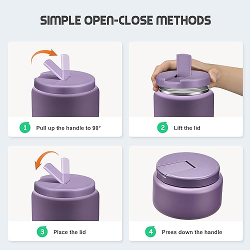 Miniatura 16 de Termo de sopa de 13.5 onzas para niños con tapa de hebilla, recipiente de comida aislado al vacío, boca ancha, a prueba de fugas, acero inoxidable
