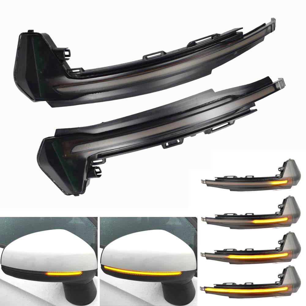 2 piezas de señal de giro dinámica LED de espejo lateral intermitente luz secuencial compatible con A-udi A1 8X 2011 2012 2013 2014 2015 2016 2017 (Amarillo)