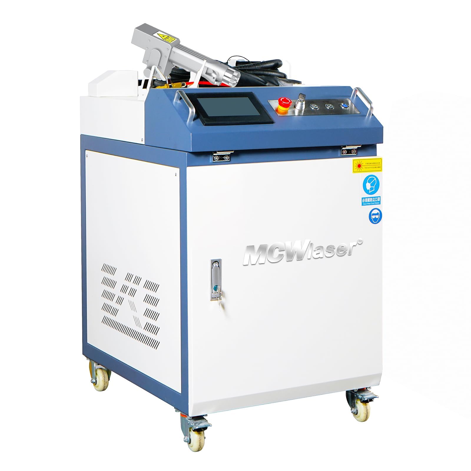 MCWlaser Laser Cleaning Machine for Rust Removal 2000W Laser Rust Remover Machine for Metal Fiber Laser Cleaning Machine 220V 1Phase Water Colling for Paint Oil Dirt Stains Coating Removal
