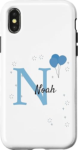Miniatura 7 de Funda para iPhone SE (2020)  7  8 Noah Motif con nombre para niños, regalo personalizado con aspecto azul