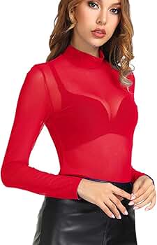Amazon.com: Sexy See Through Sheer Mesh Tops Long Sleeve T Shirts