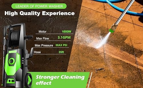Suyncll Pressure Washer, 3.1Gpm Electric Power Washer,1600W High Pressure Washer, Professional Washer Cleaner, With 4 Nozzles, Soap Bottle And Hose, Best For Cleaning Cars,Driveways,Patios #TOP1