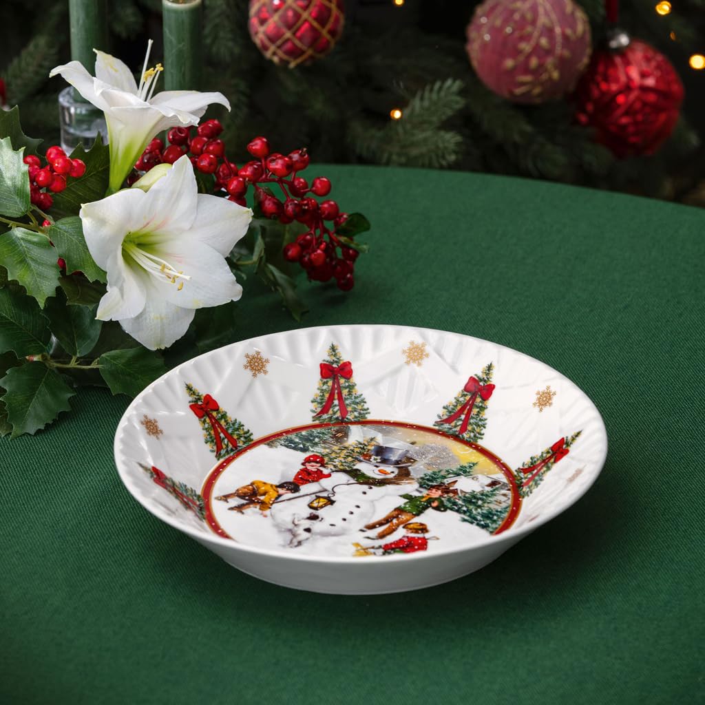 Villeroy & Boch – Toy's Fantasy Schale Groß "Schneemann" Bunt, Bowl, Weihnachtsschale, Servierschale, Weihnachtsgeschirr Toys, Weihnachtsdeko Keramik, Premium Porcelain