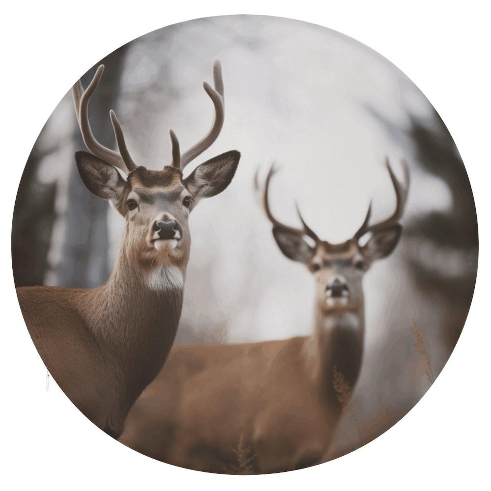 FekiLoot Deer Seat Cushion Comfort Memory Foam Seat Cushion Chair Pad Soft Round Stool Cushion Chair Cushion Removable Washable Cover for Home Office Outdoor Bistro 15.35 Inch