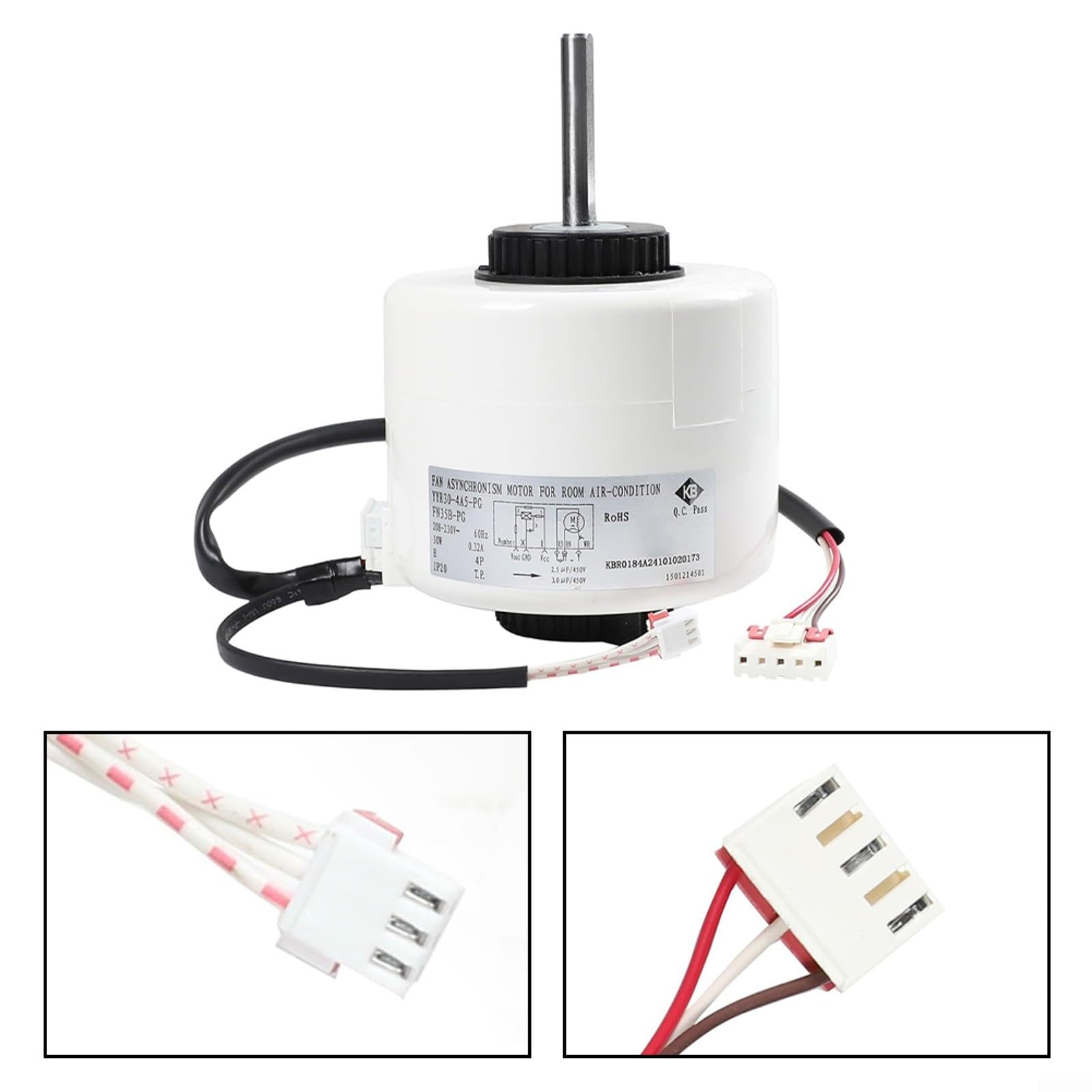 Motor de ventilador interior de CA de 6 cables FN35B-PG YYR30-4A5-PG para Y4S476E002G, 30W 208-230V 60Hz Motor de aire acondicionado de rodamiento de bolas de bajo ruido