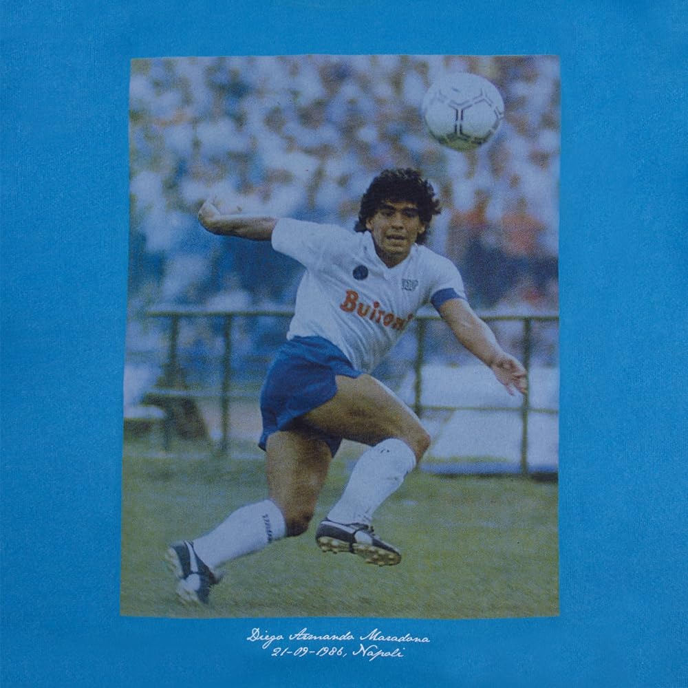 COPA - T-Shirt Herren Fußball - Maradona Napoli Away - Kurzarm - Blau - 100% Baumwolle