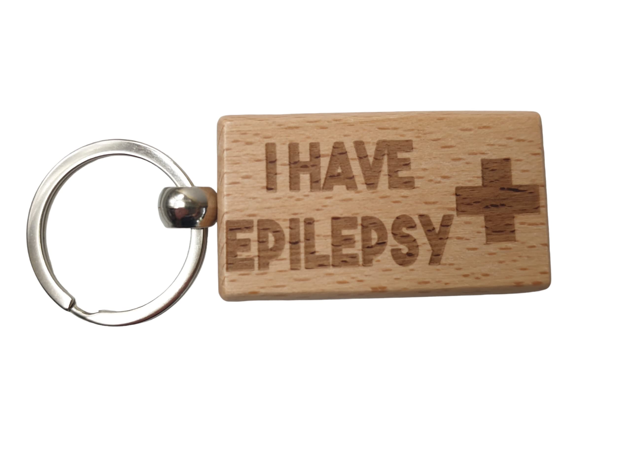 Decalarama Brown Epilepsy Keyring Gift - Medical Alert Epileptic Key Ring - Engraved Hardwood Key Chain