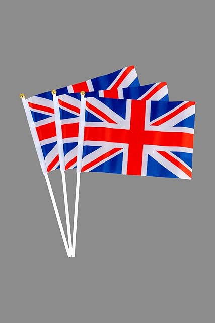 10pcs Union Jack Hand Flags Queen's Platinum Jubilee Waving Flag Royal Street Party Celebrations Sporting Events Pub BBQ Car Decorations