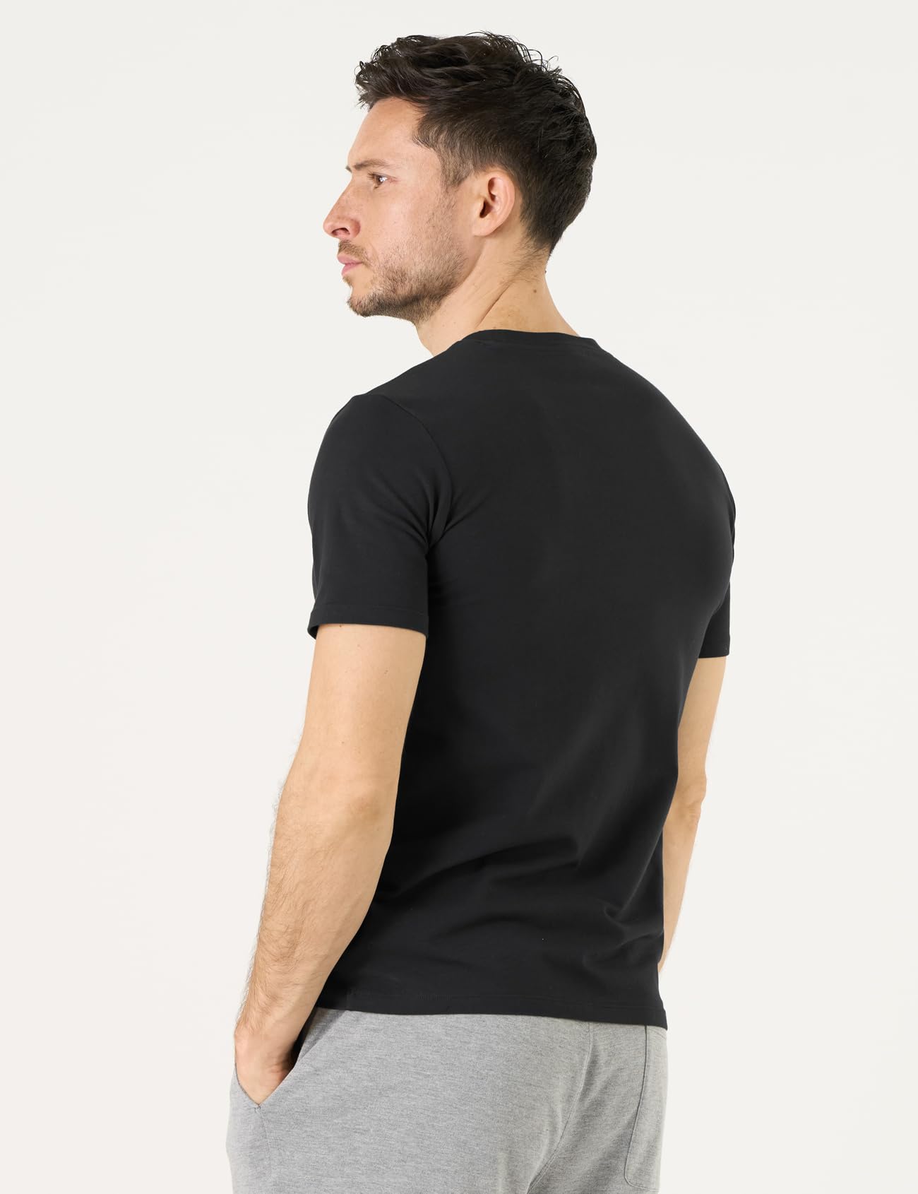 LAPASA Pacco da 3 Maglietta Uomo Cotone Elastico Premium Girocollo/Collo a V T-Shirt Maniche Corte Canottiera Morbida M05 M06