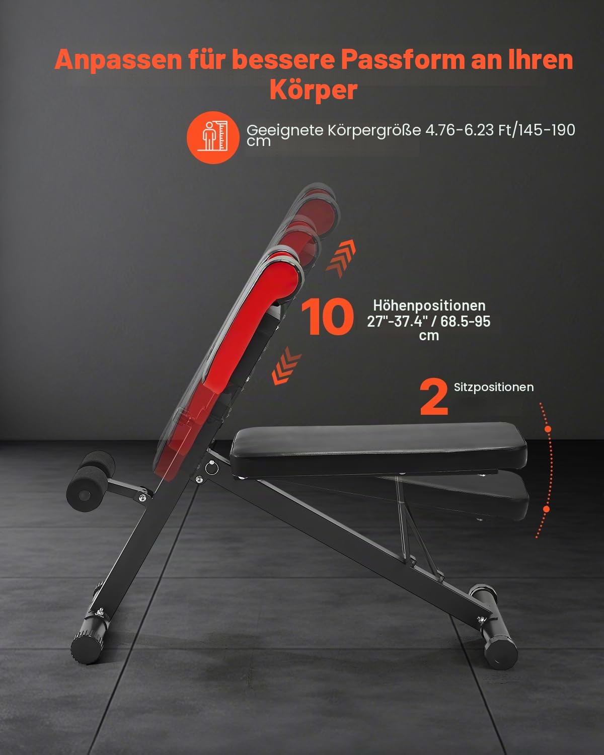 VEVOR multifunktionale Hantelbank für Ganzkörpertraining, Hyperextensionsbank Rückenverlängerung römischer Stuhl 150 kg belastbare verstellbare und faltbare Rückentrainer Heim-Fitnessstudio