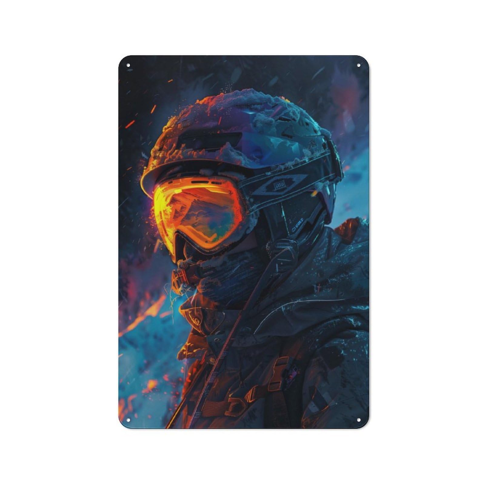 Junmoney Snow Storm Skier Retro-Style Tin Sign 30X20cm For Dining Room Or Kitchen, For Kitchen Wall Decor Lovers