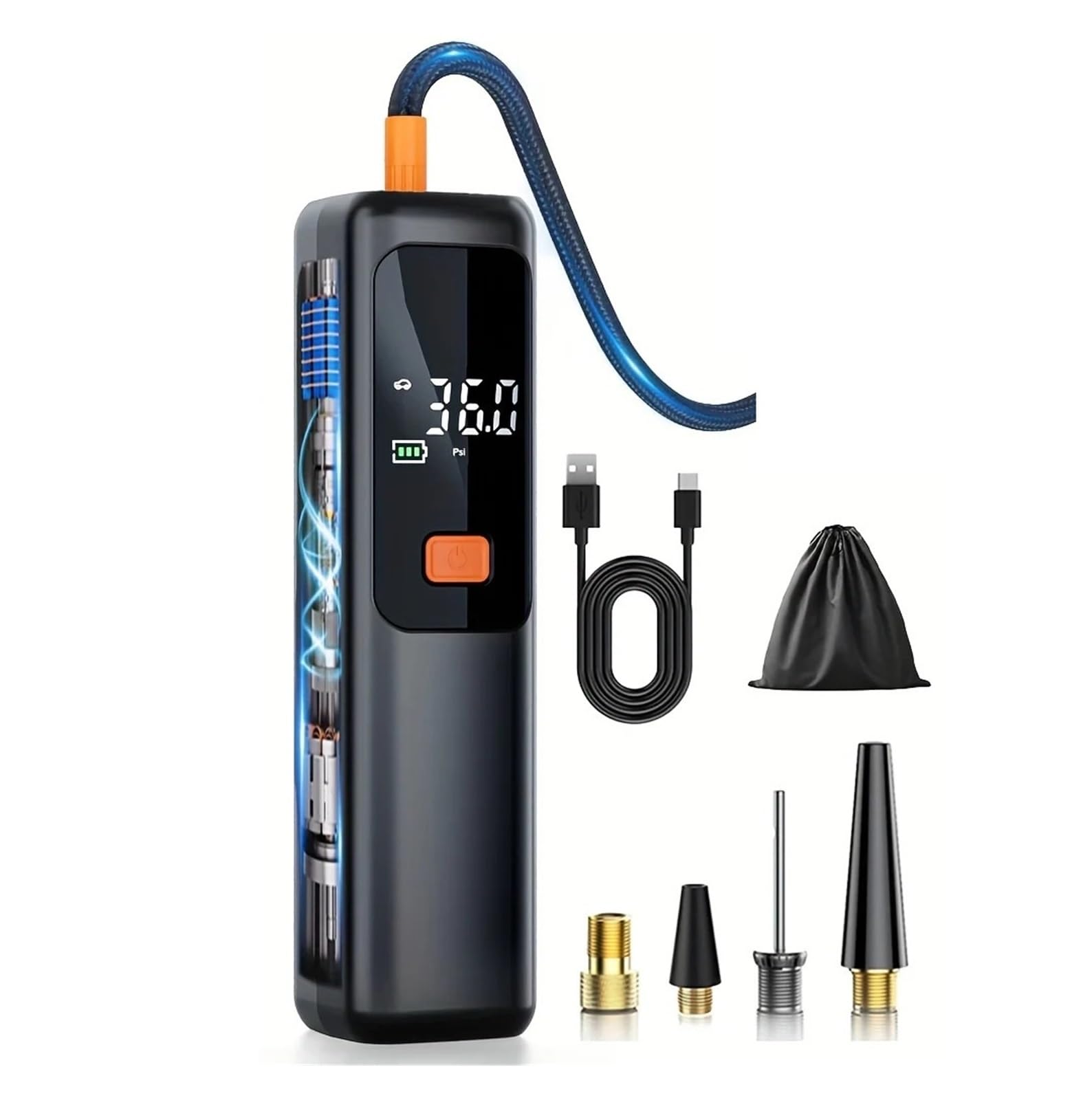 Tyre Inflator Portable Air Compressor 150 PSI Tire Inflator with LCD Display Auto Stop USB Charge for Car Bike Ball Air Compressor