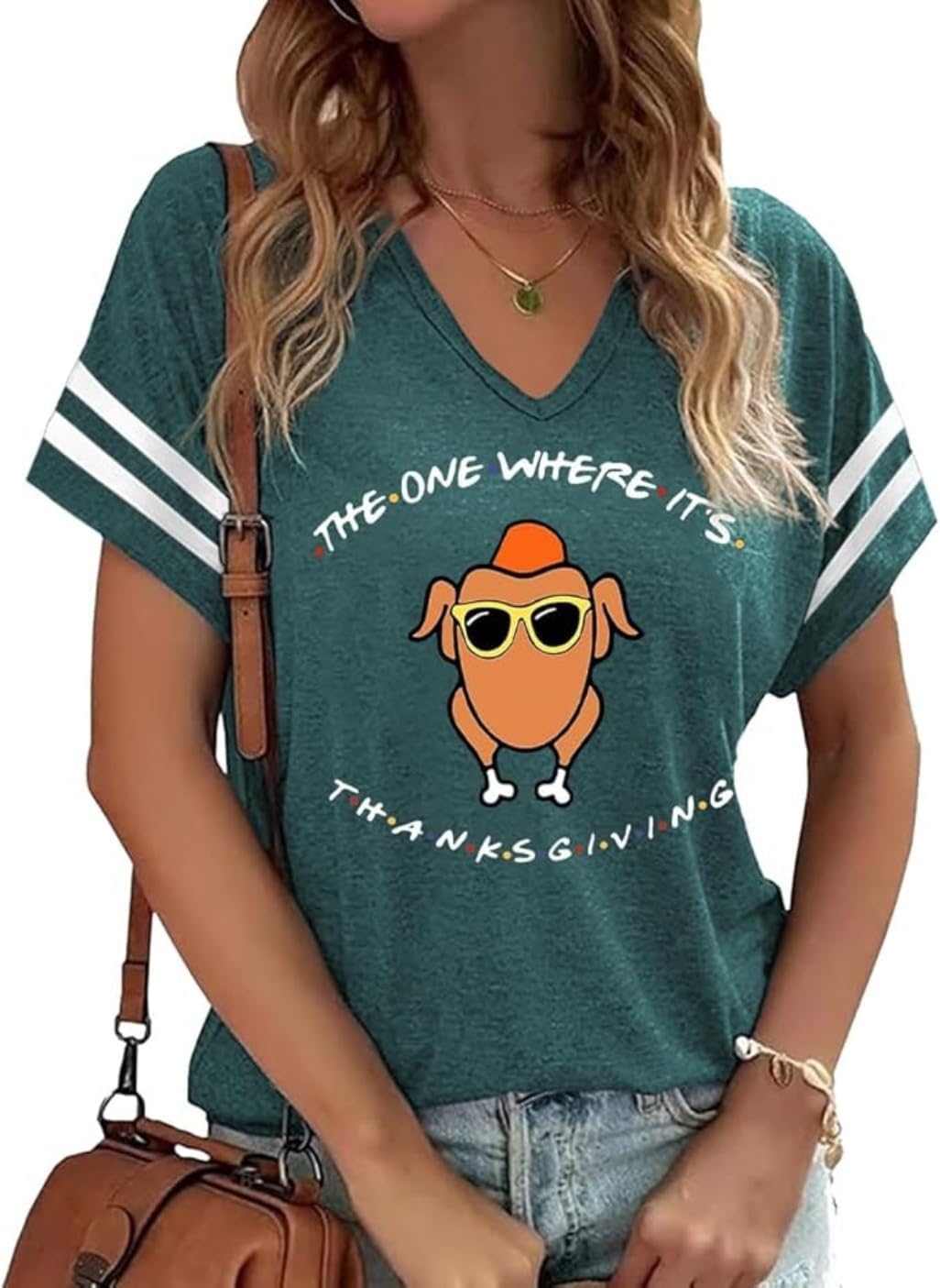 Butovek Women Fall Halloween V Neck Shirt Thanksgiving Graphic Short Sleeve Tee Autumn Holiday Family Matching Tops