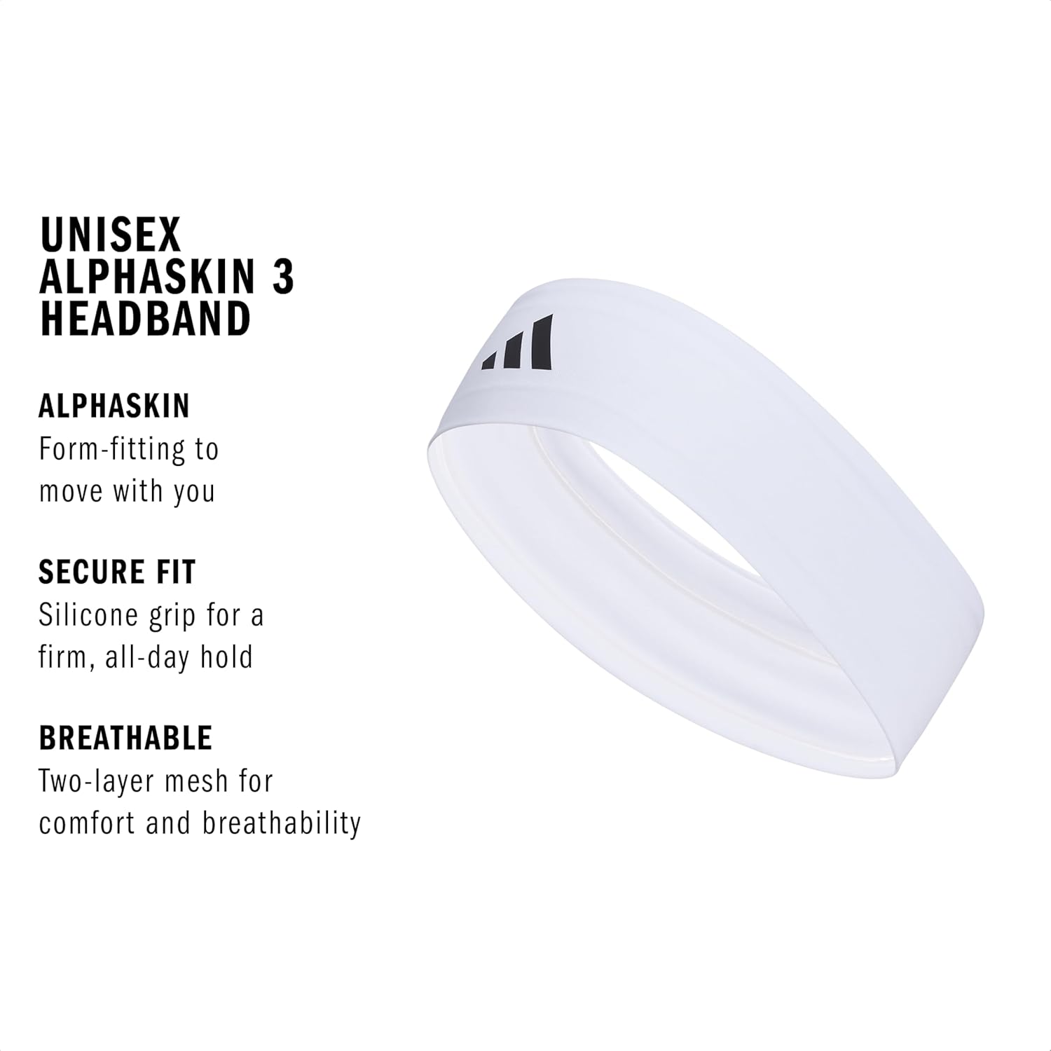 adidas Unisex Alphaskin Headband – Performance Workout Ear & Sweat Band - Image 2