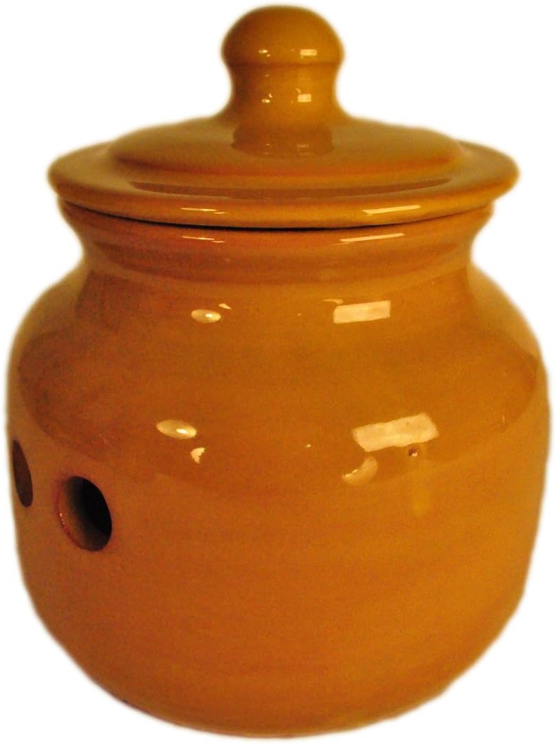 Hand Made Pottery Garlic Pot, Dijon Honey