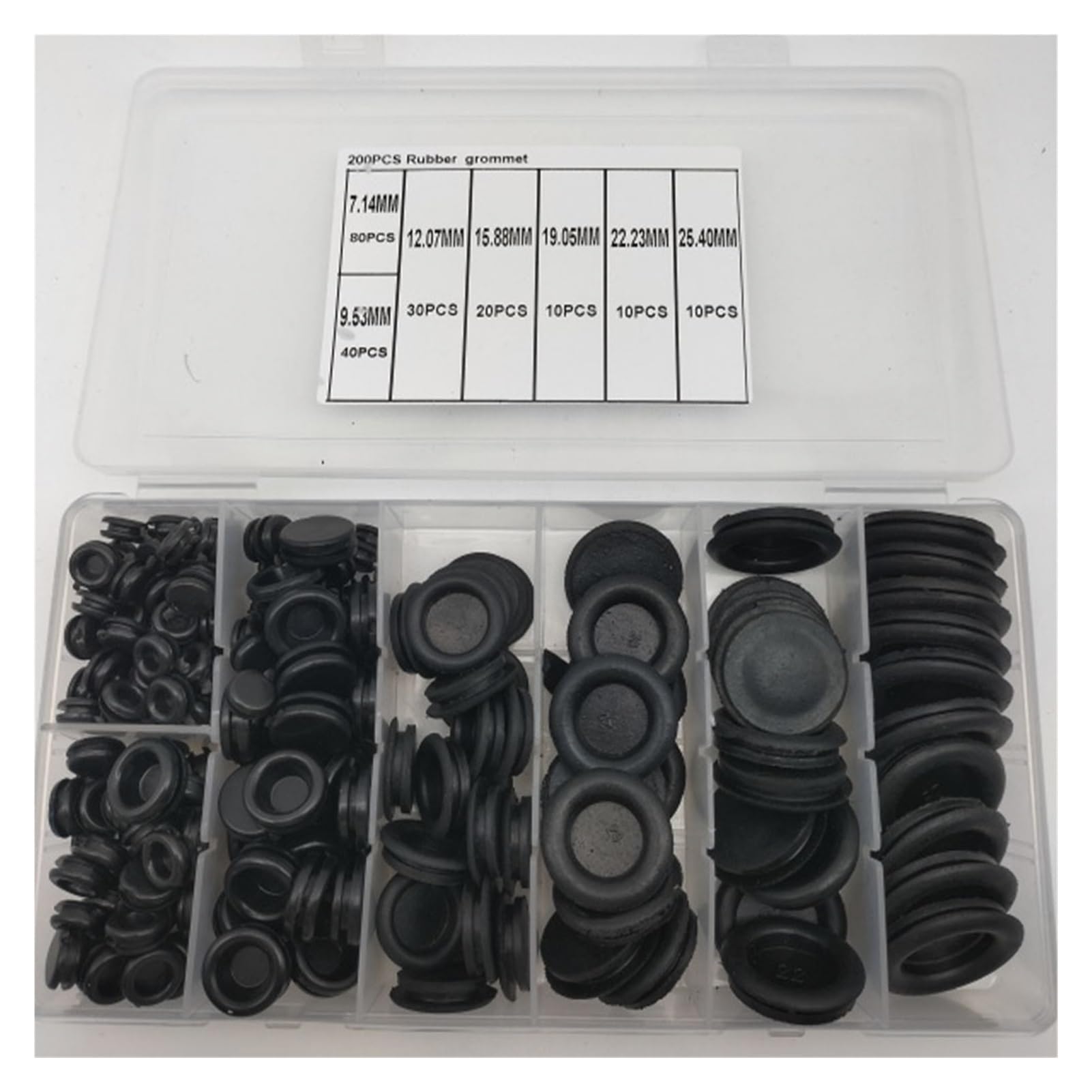 200Pcs Rubber Grommet Set 7 Sizes Firewall Hole Plug for Auto Sheet Metal