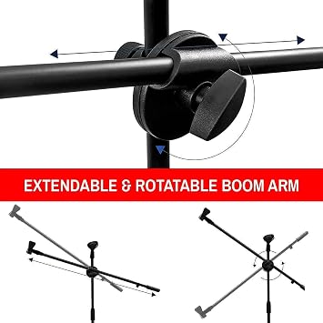 Coverzone 180cm Maximum Length Microphone Stand Multi Functional 2in1 Microphone Foldable Angle Adjustable Floor Top - Model 103