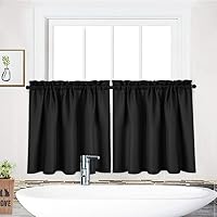 Vista 33 de NANAN Tier Curtains for Kitchen 24 Inch, Waffle Weave Textured Tailored Short Curtains for Bathroom Waterproof Window Covering Kitchen Cafe Curtains