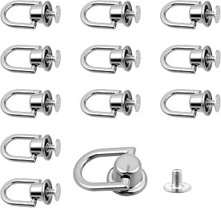 12Pcs D Ring Stud Screw Ball Head Buttons 360 Degree Rotatable D Rings for Purse Rotatable Ball Stud Metal Ring Metal Rivets for Leather Crossbody Conversion Craft Kit Bag Making Hardware Dog Buckles