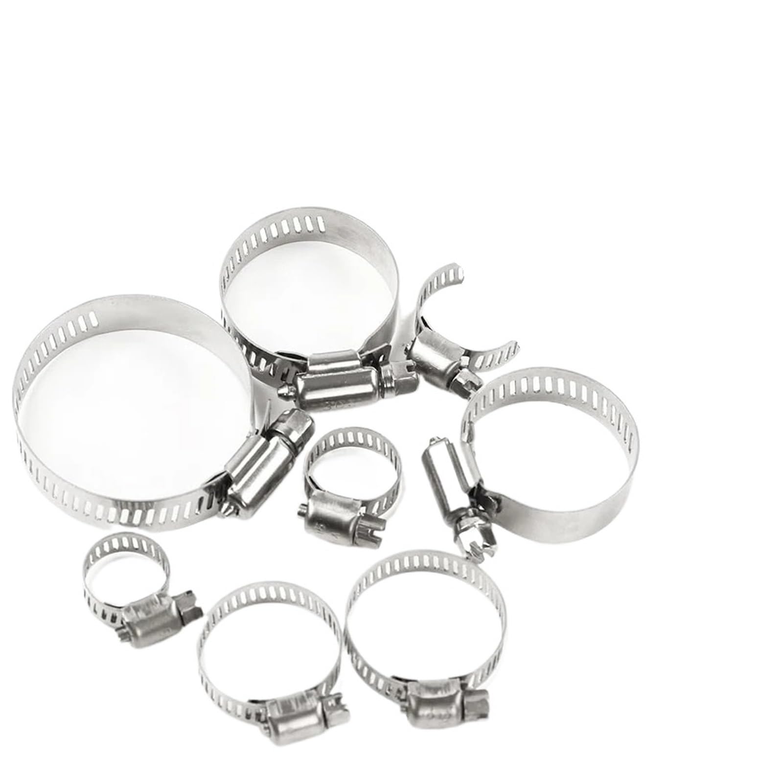 Hqycl One Color Hose Clamps Set Stainless Steel Adjustable Worm Gear Screw Band Hose Clamps For Pipe Fuel Tube Faucet Fasteners Assortment Kit(40Pcs-Box)