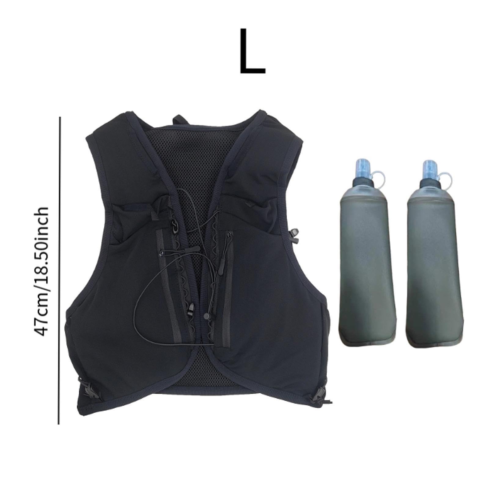 Gilet D'Hydratation Running Sac à Eau Léger 12L Polyvalent Bouteilles Intégrées Poches Nombreuses Respirant Adapté Aux Entraînements Cyclisme Trekking