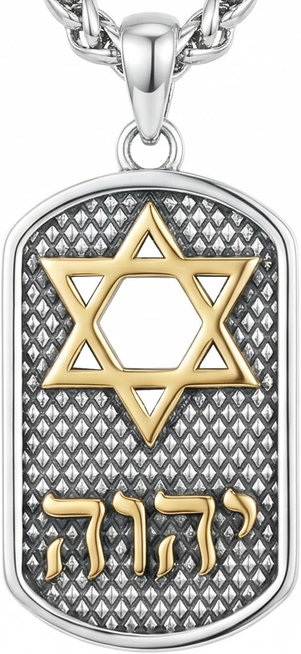 Star of David Necklace 925 Sterling Silver Jewish Star Pendant with Hebrew Names of God YHWH Jewelry for Men Women Her Him