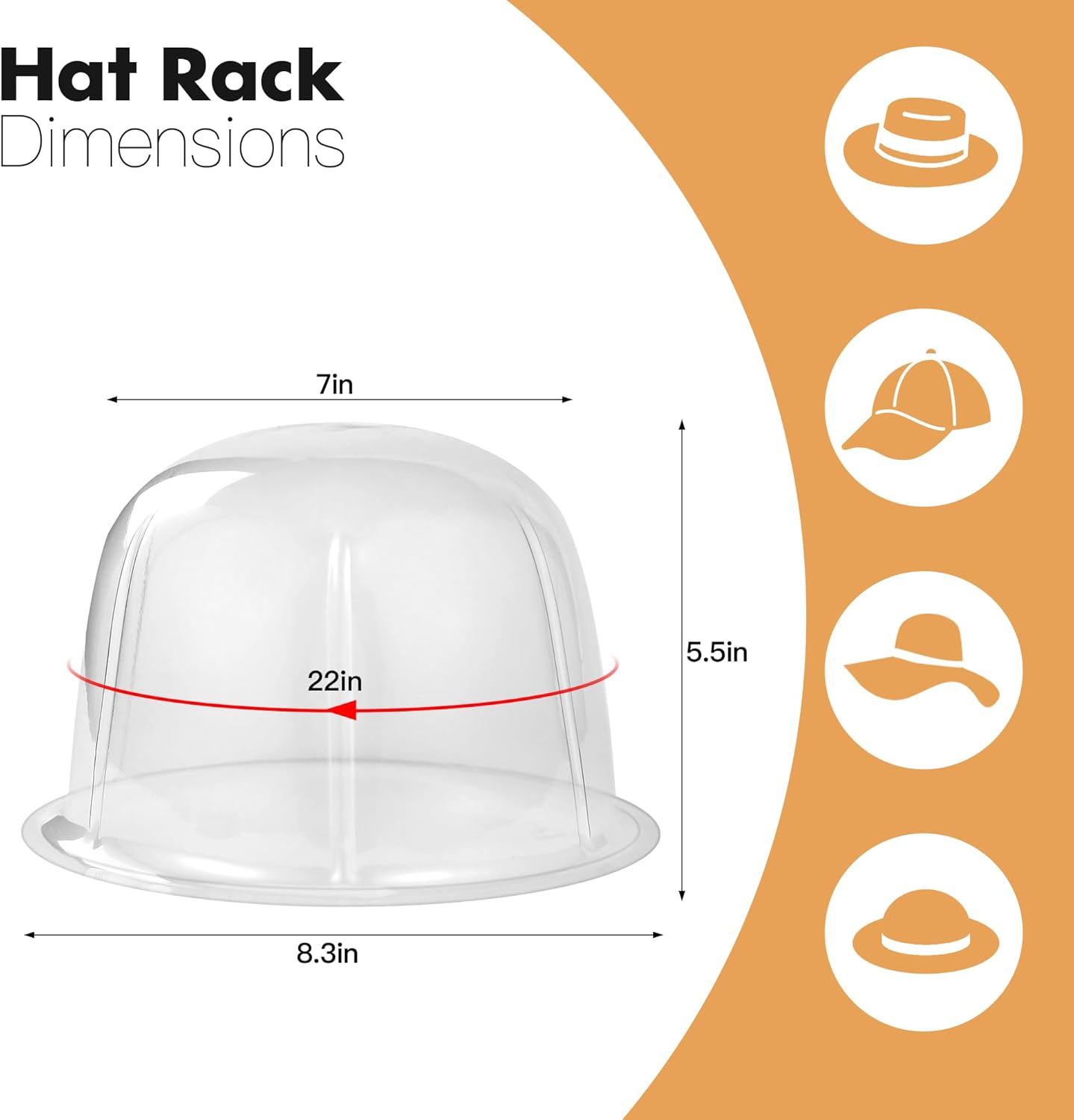 12 PCS Hat Holder Display Organizer Racks Stands Table Top Storage Hanger for Cowboy Fedora Closet Trucks Brim Bill Shaper (Clear)