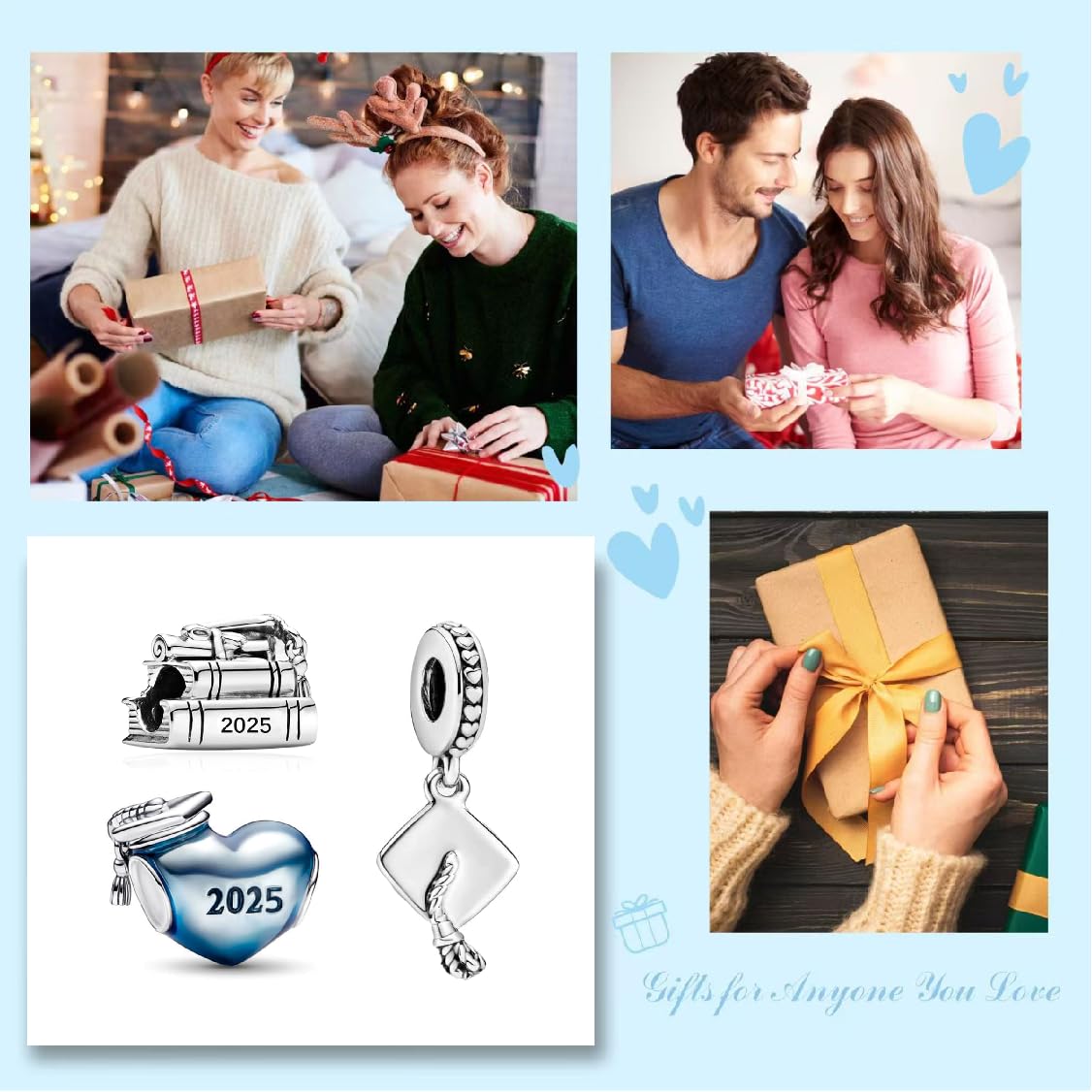 Graduación Cap Set Charms Abalorios Colgante Compatible Europeo Pulsera Collar,Graduacion Charm Para Mujer