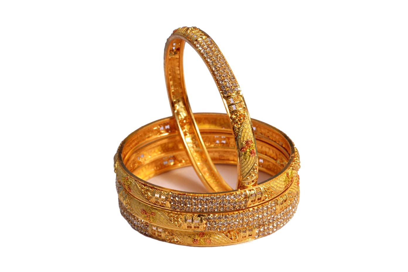 Kalaivan - Brass Golden Color Plated Bangles For Womens - Pack of 4 (2.8) (B0B14VT4D7) Amazon Price History, Amazon Price Tracker