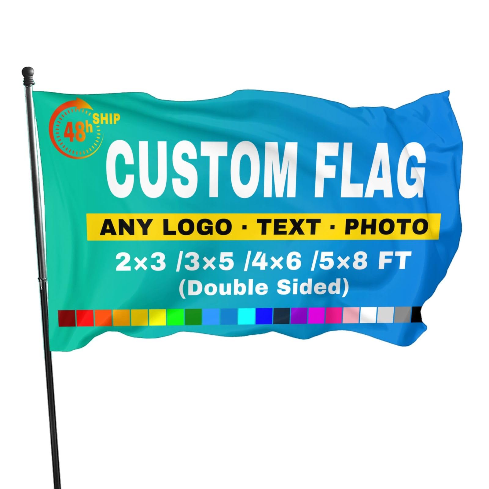 Custom Personalised 2x3FT Double Sided Photo Logo Text Flag for Indoor/Outdoor Decoration & Celebrations