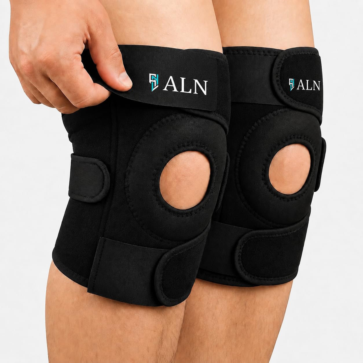 ALN® Premium Knee Pain Relief | Adjustable Knee Brace Pair Open Patella, Breathable Knee Cap Support for Arthritis, Gym, Running, Joint Pain, Injury Recovery, Pain Relief for Men & Women (Knee Pair)-image-30