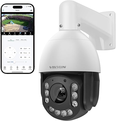 VIKYLIN Cámara IP POE PTZ 4K 8MP para exteriores, zoom óptico de inclinación panorámica de 20x, detección de vehículos humanos, cámara PTZ de disponible en Yaxa Peru