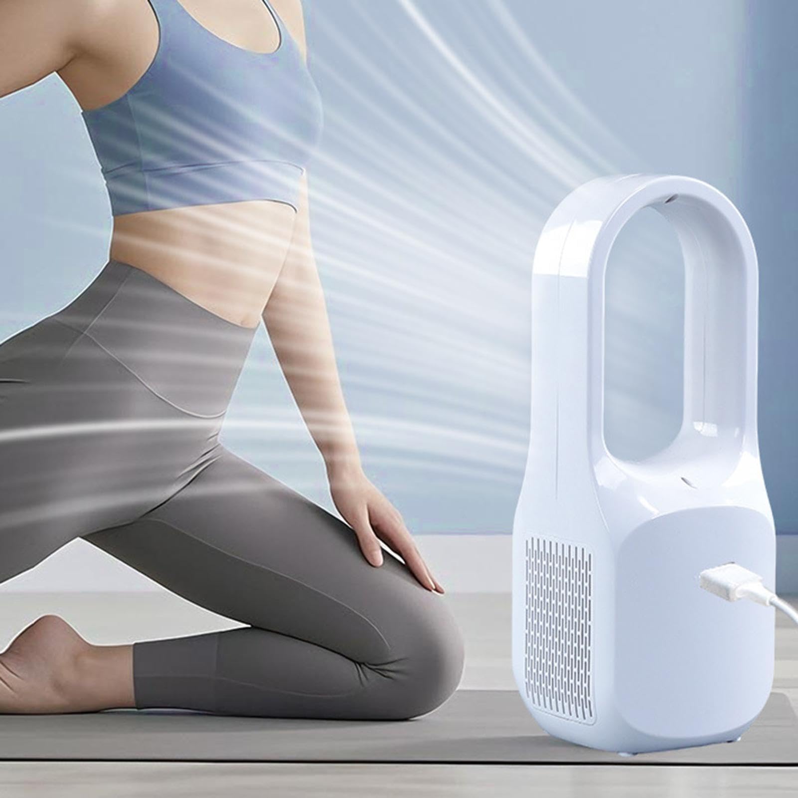 lyanny Ventilatore Da Tavolo Senza Pale - Oscillazione a 120 gradi, circolatore portatile con 3 velocità | E Silenzioso, Ideale Per Ufficio, Camera Da | Per Ufficio, Soggiorno, Camera, Campeggio,