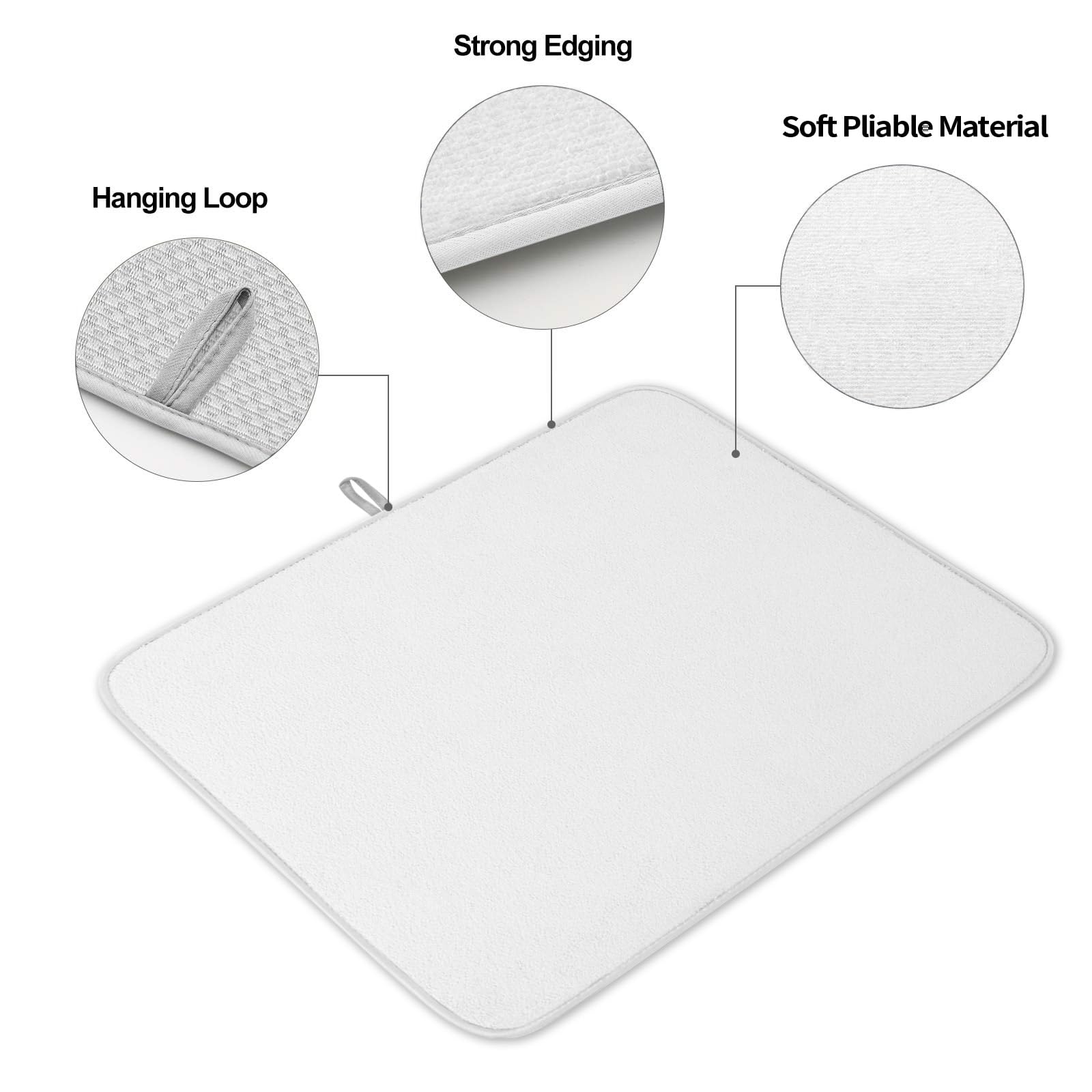 Ultra-chłonne maty do suszenia naczyń z mikrofibry zestaw 40 cm x 45 cm jednolity biały blat kuchenny stojak podkładki nowoczesny minimalistyczny design 2-pak na butelki i naczynia