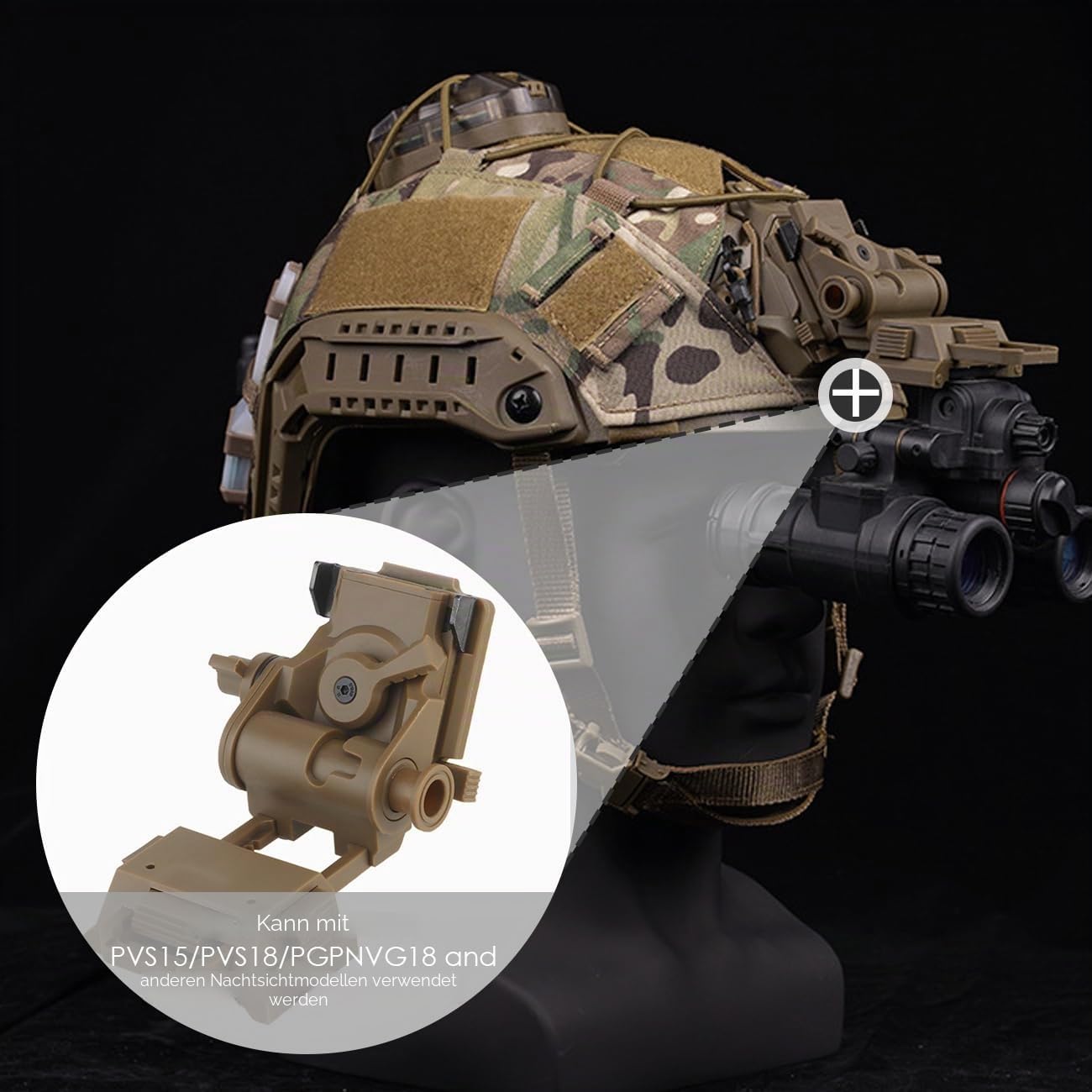 Helmhalterung, NVG-Halterung, Helmhalterung für Nachtsichtbrillen, verstellbare Taktische Helmhalterung aus Vollnylon für L4G24, NVG-Halterung für PVS-15/18, PVS 31 Typ Mock NVGS-Halterung (schwarzes