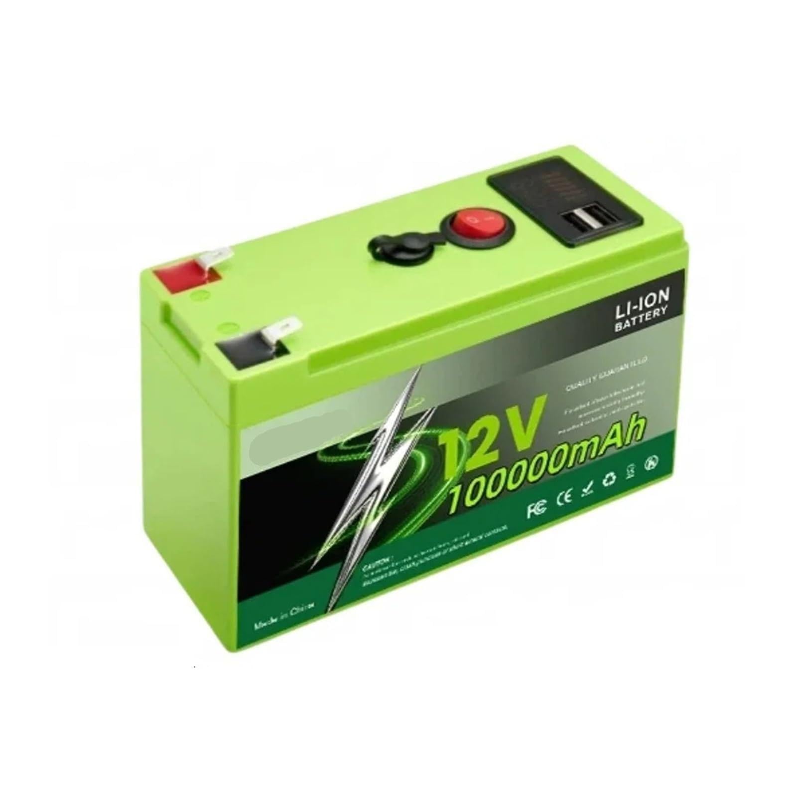 Batteria Al Litio Ferro Fosfato Da 150 Ah 12 V LiFePO4 Ad Alta Capacità | For camper, camper, energia solare esterna off-grid(100Ah x1-charger x1)